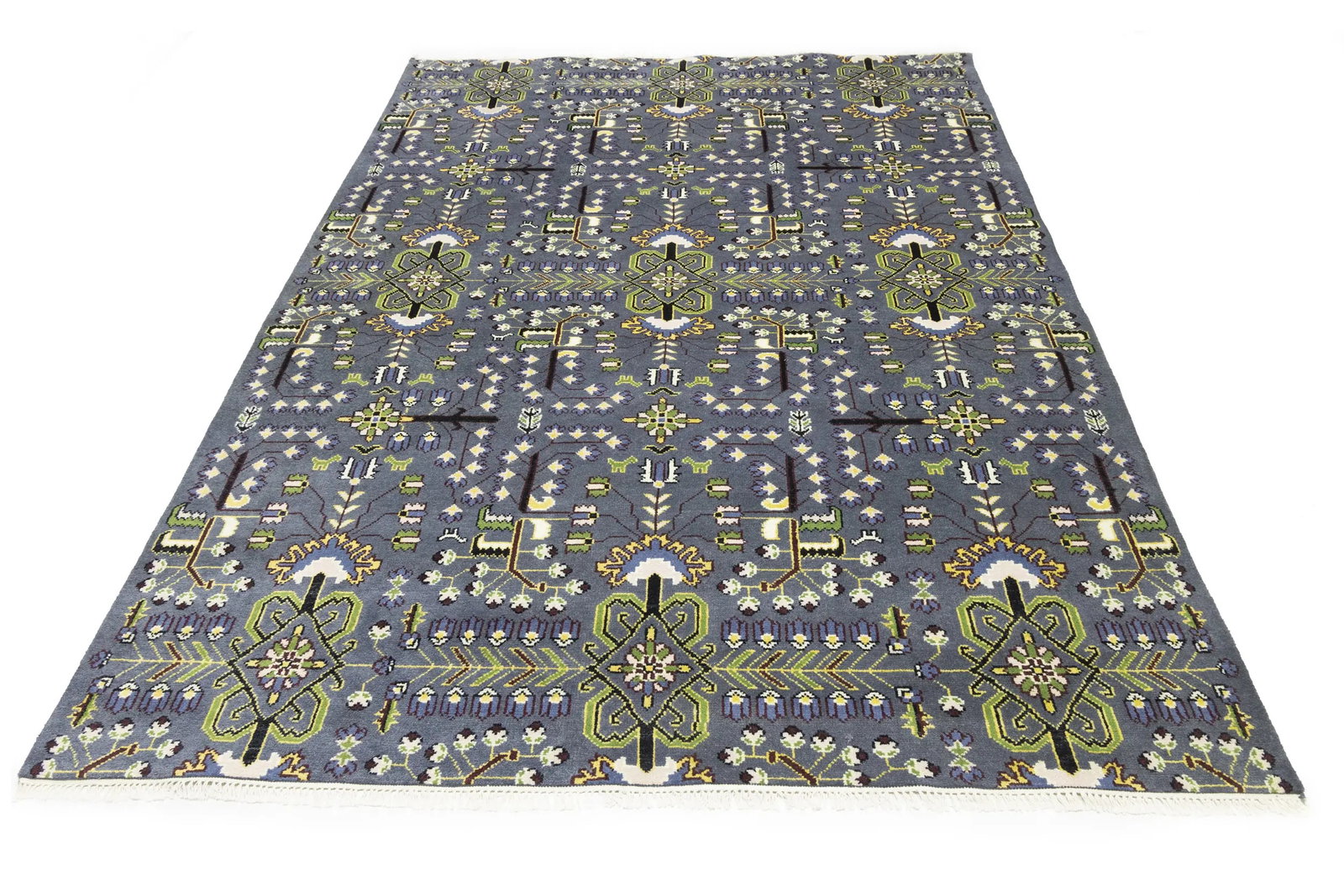 Gray Floral Tribal 9X12 Oriental Rug - 3