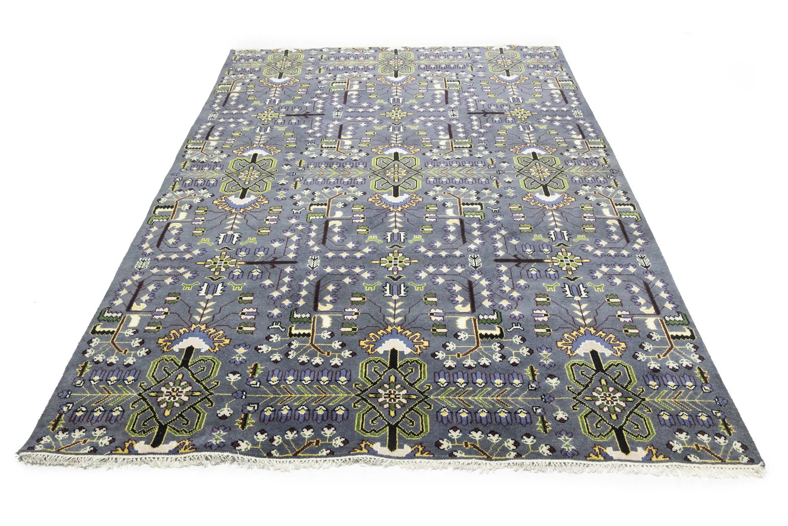Gray Floral Tribal 9X12 Oriental Rug - 5