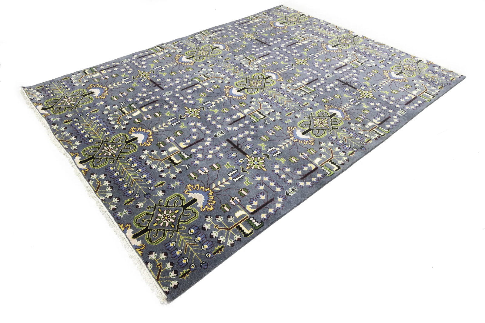 Gray Floral Tribal 9X12 Oriental Rug - 6