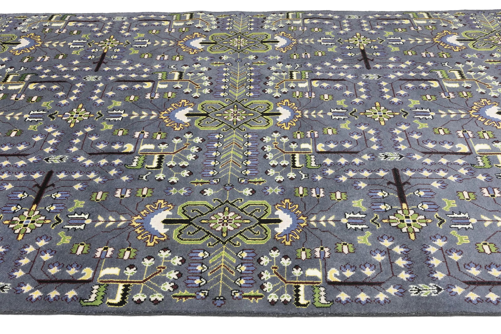 Gray Floral Tribal 9X12 Oriental Rug - 8