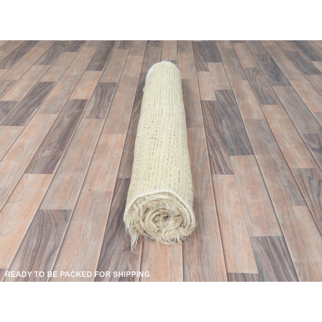 Beige, Shag Flokati Greek Style, Undyed Natural Wool Hand Knotted Rug - 5