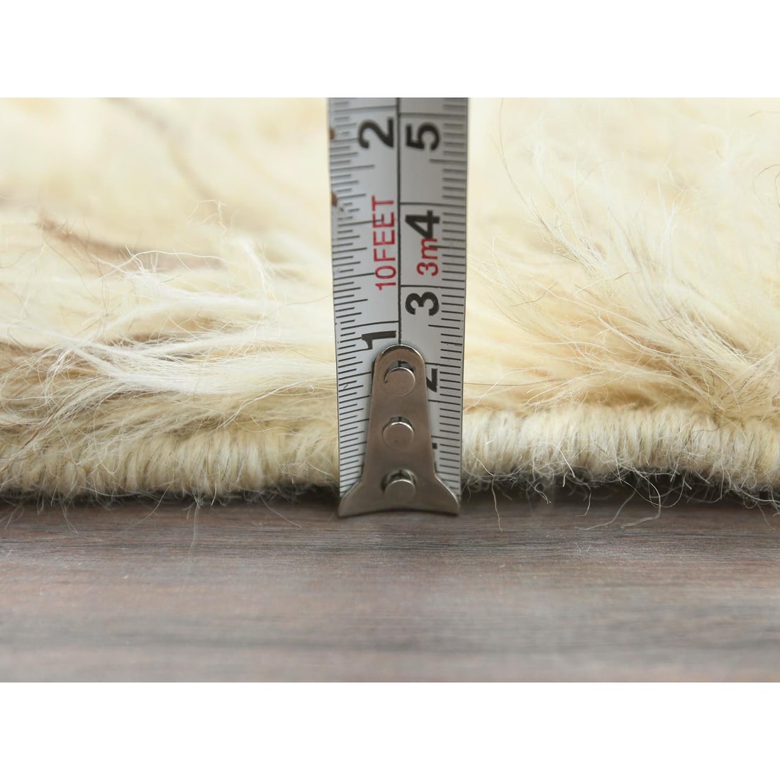 Beige, Shag Flokati Greek Style, Undyed Natural Wool Hand Knotted Rug - 6