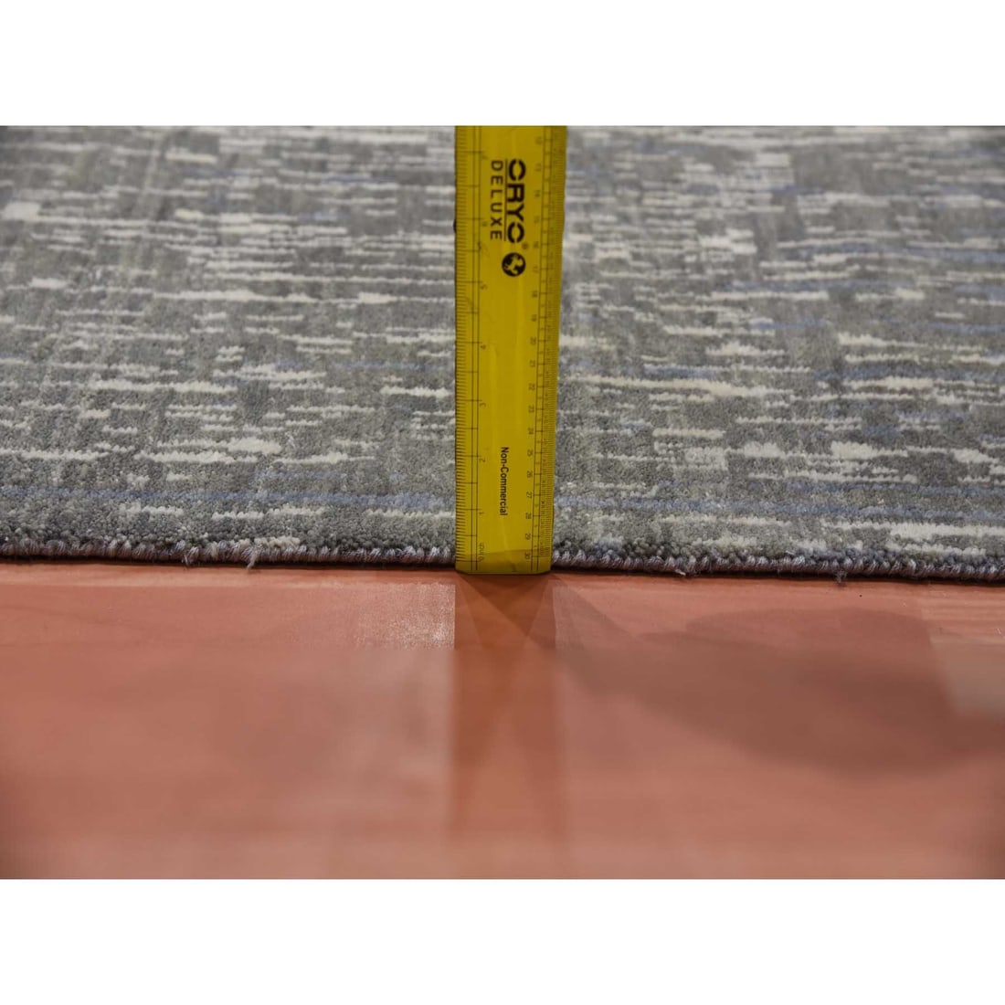 Gray, Modern Ombre Design, Pure Wool Hand Knotted Oversized Rug - 11