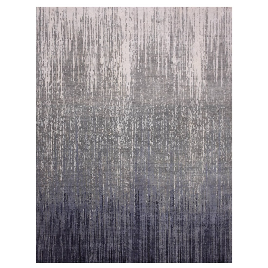 Gray, Modern Ombre Design, Pure Wool Hand Knotted Oversized Rug: Title: Gray, Modern Ombre Design, Pure Wool Hand Knotted Oversized Rug Description:This is a truly genuine one-of-a-kind. It has been Knotted for months and months in the centuries-old weaving