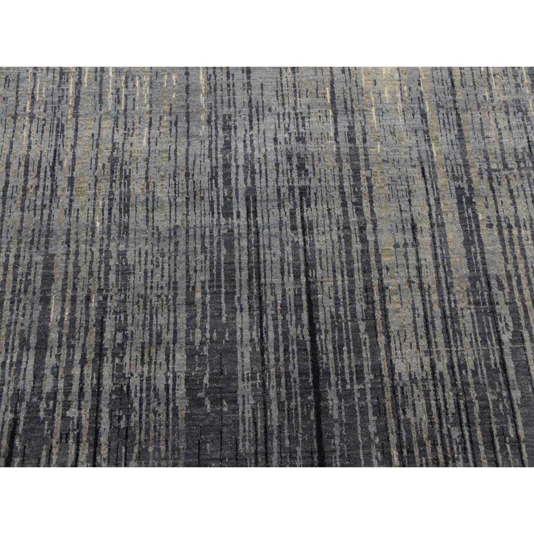Gray, Modern Ombre Design, Pure Wool Hand Knotted Oversized Rug - 9
