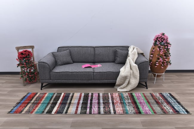 2'3'' x 9'5'' Turkish Handmade Kilim Rug - 241236: Title: 2'3'' x 9'5'' Turkish Handmade Kilim Rug - 241236 Description:2'3'' x 9'5'' Turkish Handmade Kilim Rug - 241236 Origin:Turkiye Date/Period:1960-90 Materials:Wool,Cotton Dimension:2'3''x9'5''
