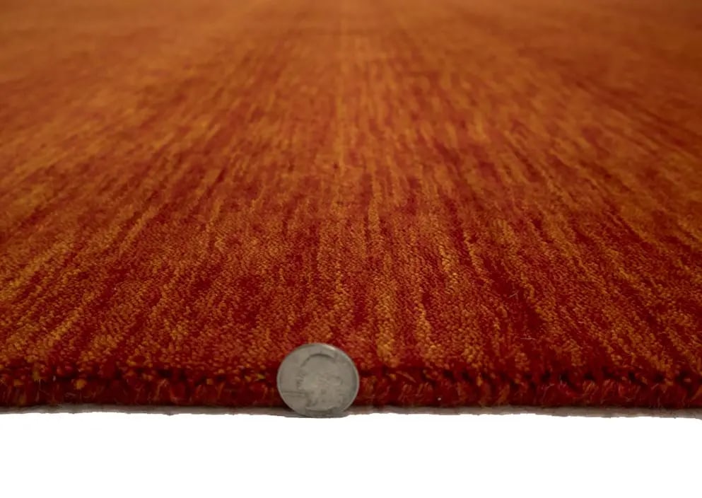 Orange Red Modern Solid 6X9 Gabbeh Oriental Rug - 13