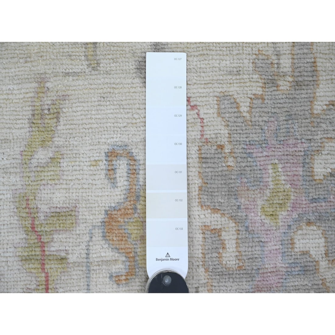 White Afghan Angora Oushak Floral Pattern Hand Knotted Wool Mat Rug - 3