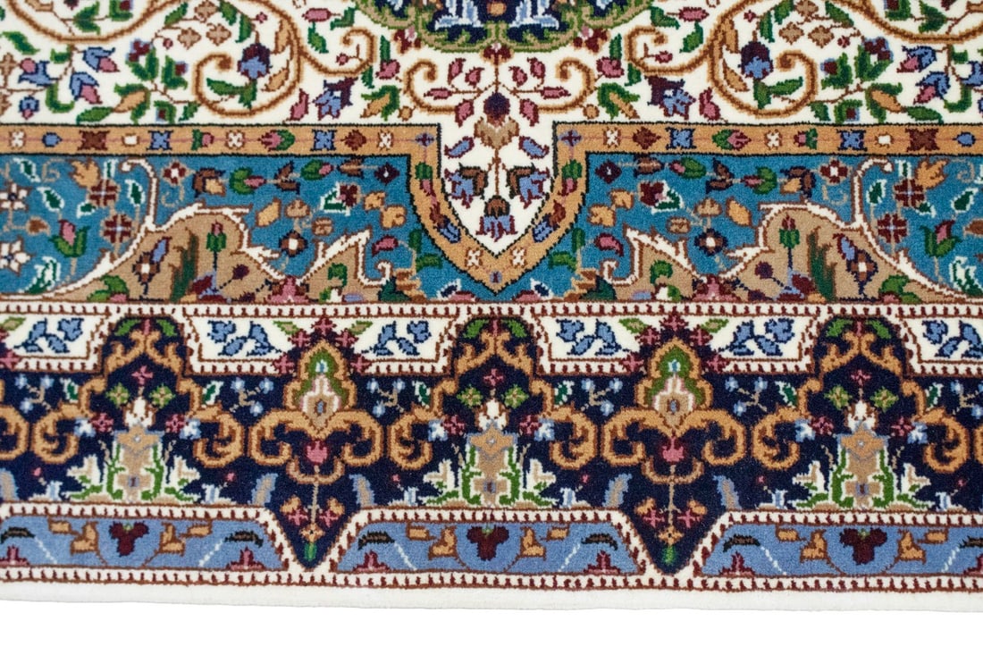 Cream Floral Kirman 4X6 Oriental Rug - 10