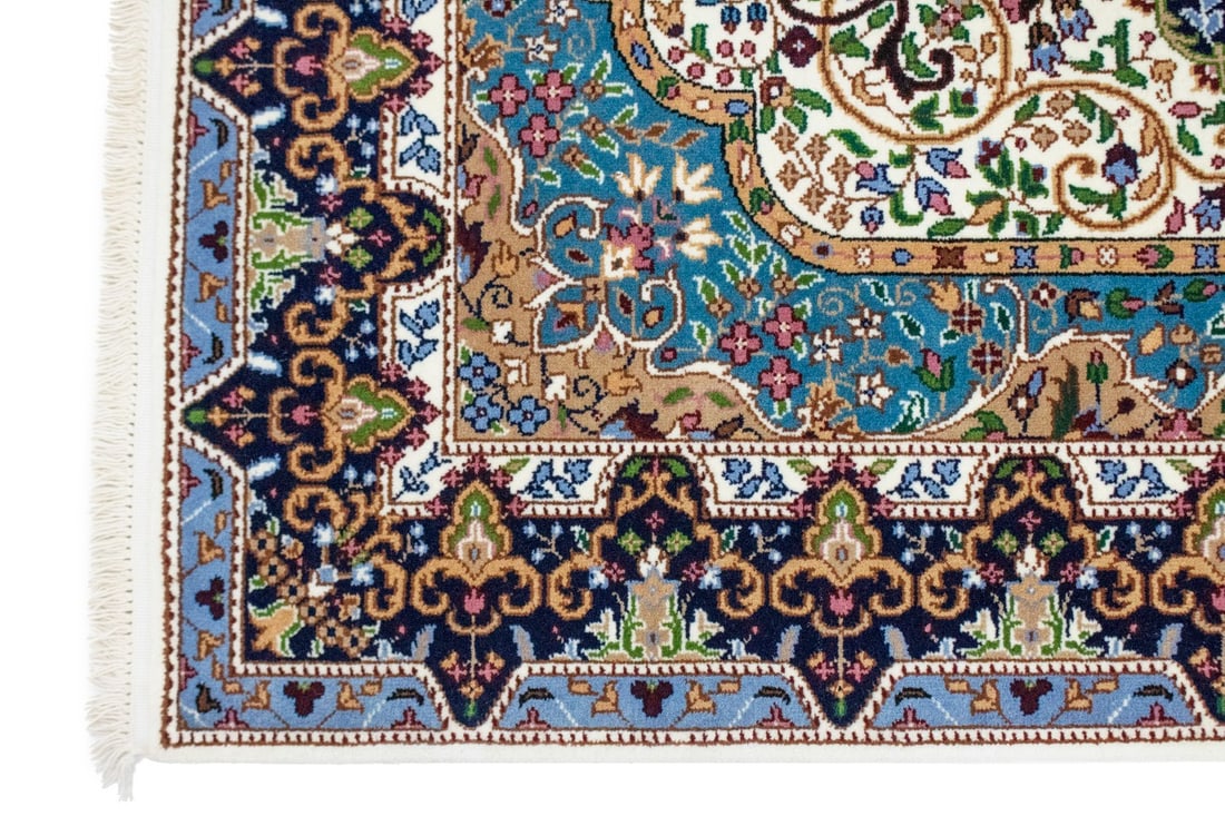 Cream Floral Kirman 4X6 Oriental Rug - 11