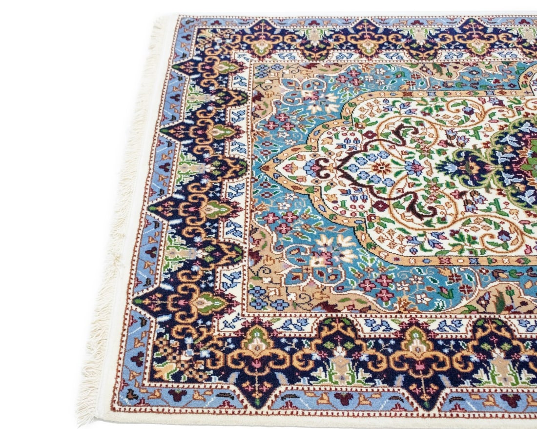 Cream Floral Kirman 4X6 Oriental Rug - 12