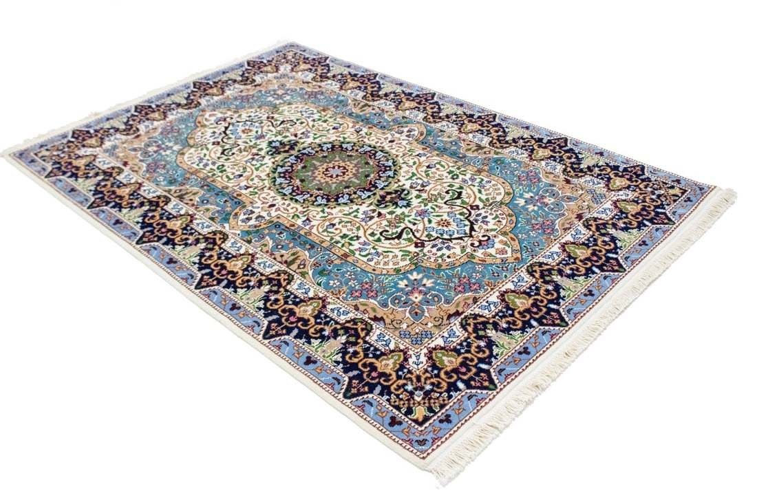 Cream Floral Kirman 4X6 Oriental Rug - 14