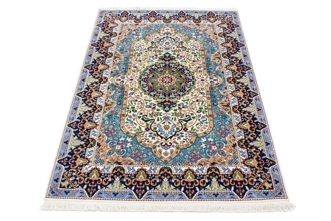 Cream Floral Kirman 4X6 Oriental Rug - 15