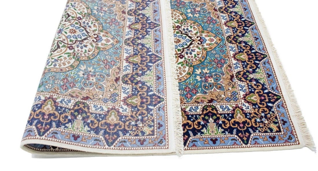 Cream Floral Kirman 4X6 Oriental Rug - 16