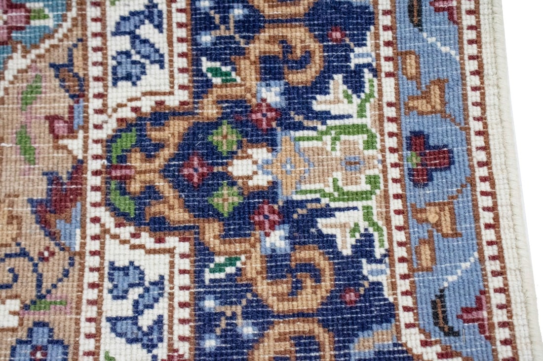 Cream Floral Kirman 4X6 Oriental Rug - 17