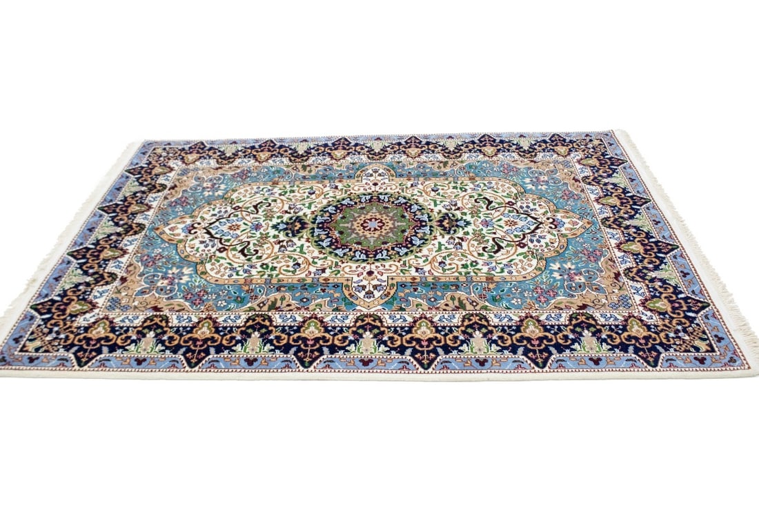 Cream Floral Kirman 4X6 Oriental Rug - 5
