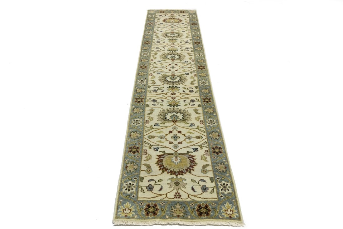 Cream Floral Osh Chobi 3X12 Peshawar Oriental Runner Rug - 3