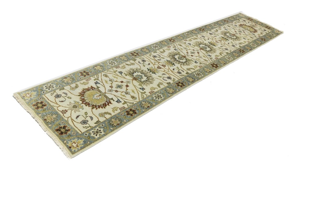 Cream Floral Osh Chobi 3X12 Peshawar Oriental Runner Rug - 4