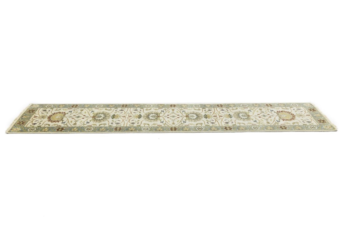 Cream Floral Osh Chobi 3X12 Peshawar Oriental Runner Rug - 7