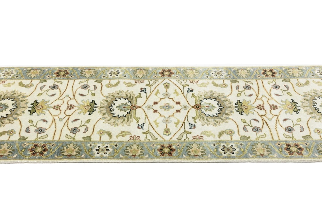 Cream Floral Osh Chobi 3X12 Peshawar Oriental Runner Rug - 8