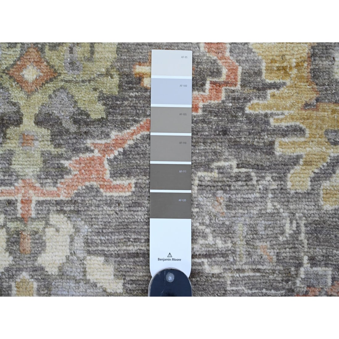 Walnut Brown Afghan Angora Oushak Leaf Design Hand Knotted Wool Rug - 7
