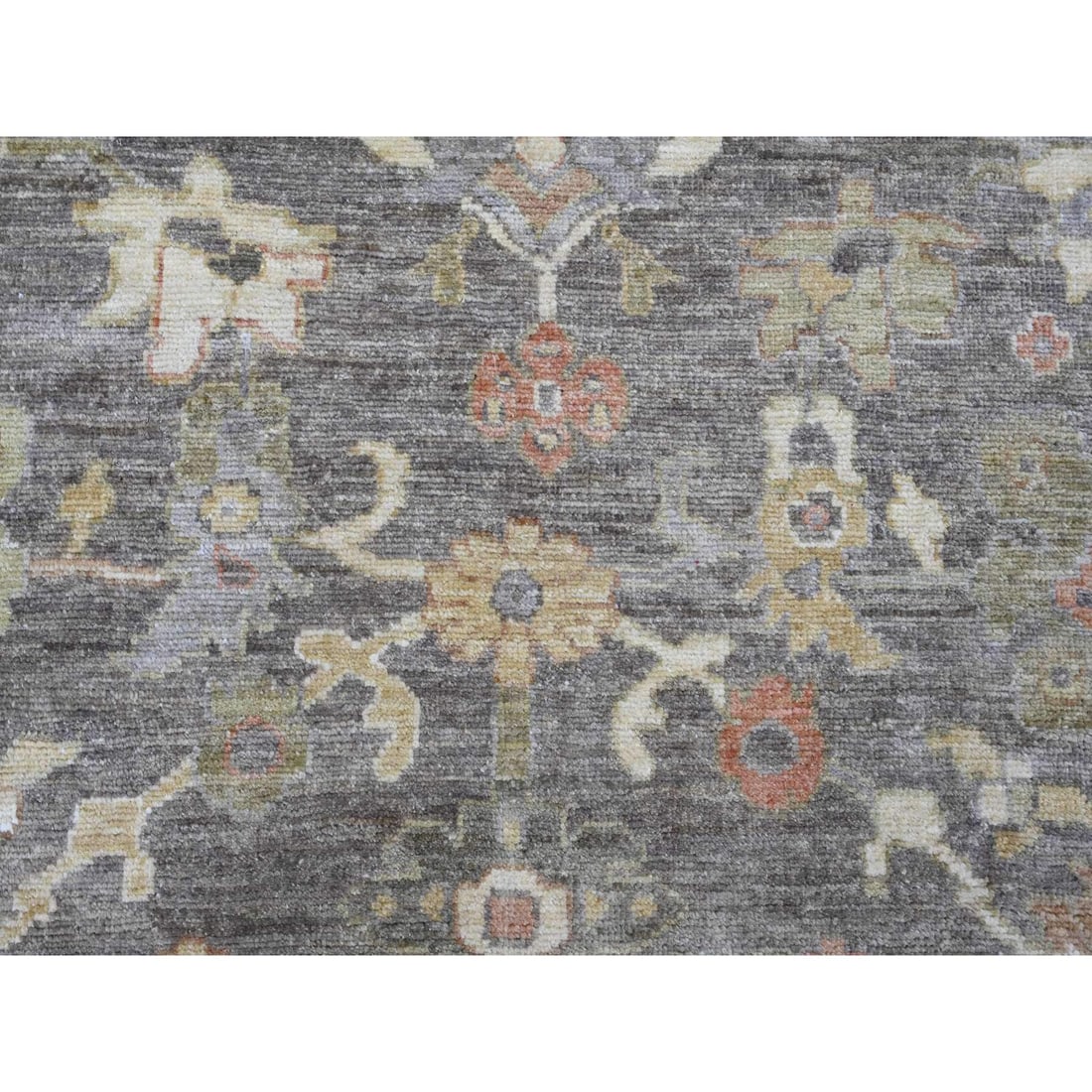 Walnut Brown Afghan Angora Oushak Leaf Design Hand Knotted Wool Rug - 8