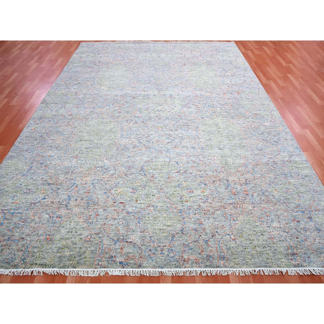 Gray Goose Oushak influence with Salt and Pepper Motif 100% Wool Rug - 2