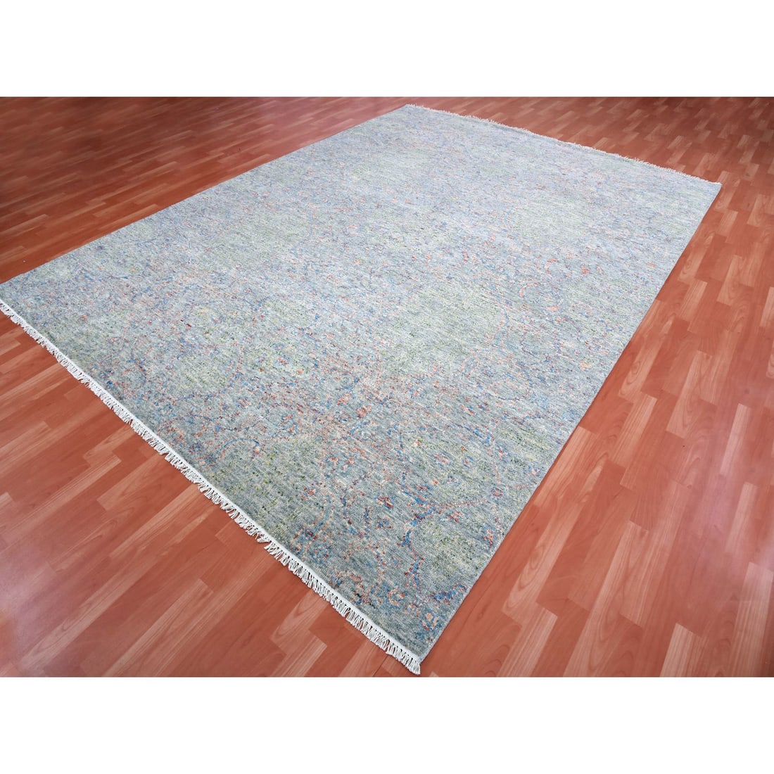 Gray Goose Oushak influence with Salt and Pepper Motif 100% Wool Rug - 3
