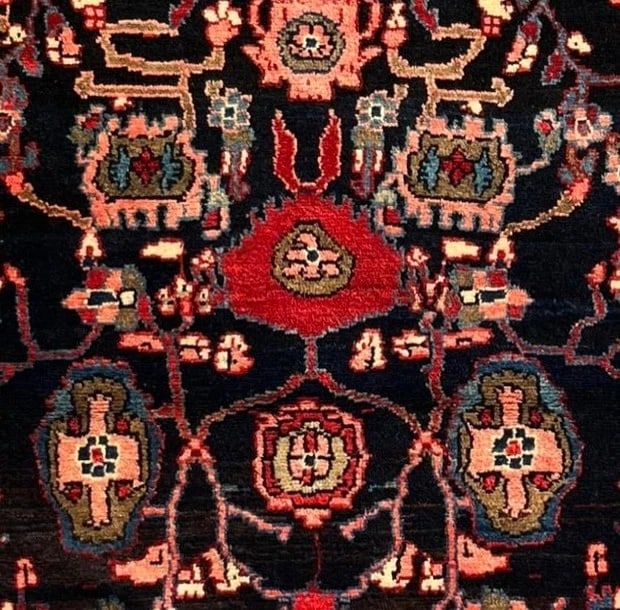 Hand Knotted Persian Tribal Wool Navy Nannaj Oriental Rug 4'6" x 7'10" - 12