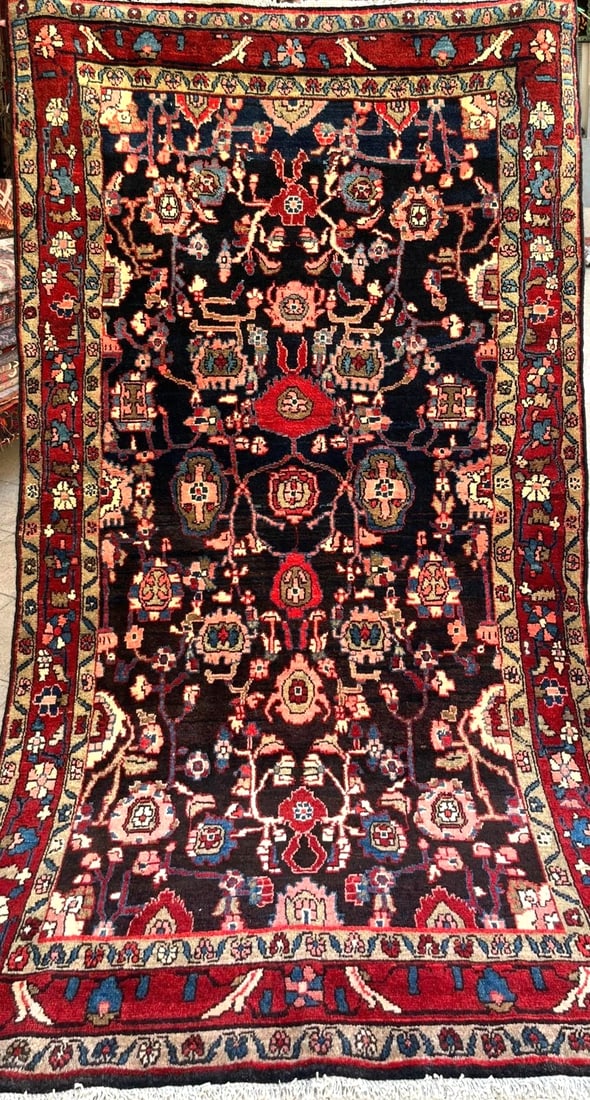 Hand Knotted Persian Tribal Wool Navy Nannaj Oriental Rug 4'6" x 7'10" - 3