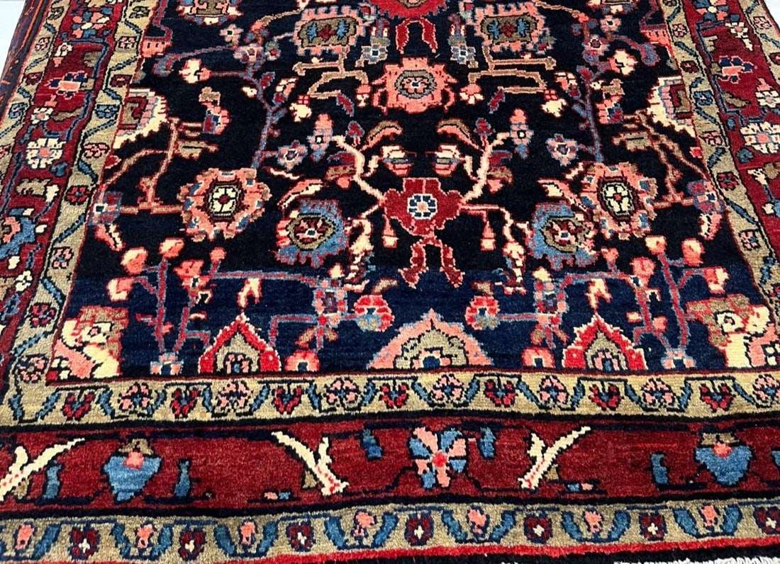 Hand Knotted Persian Tribal Wool Navy Nannaj Oriental Rug 4'6" x 7'10" - 5