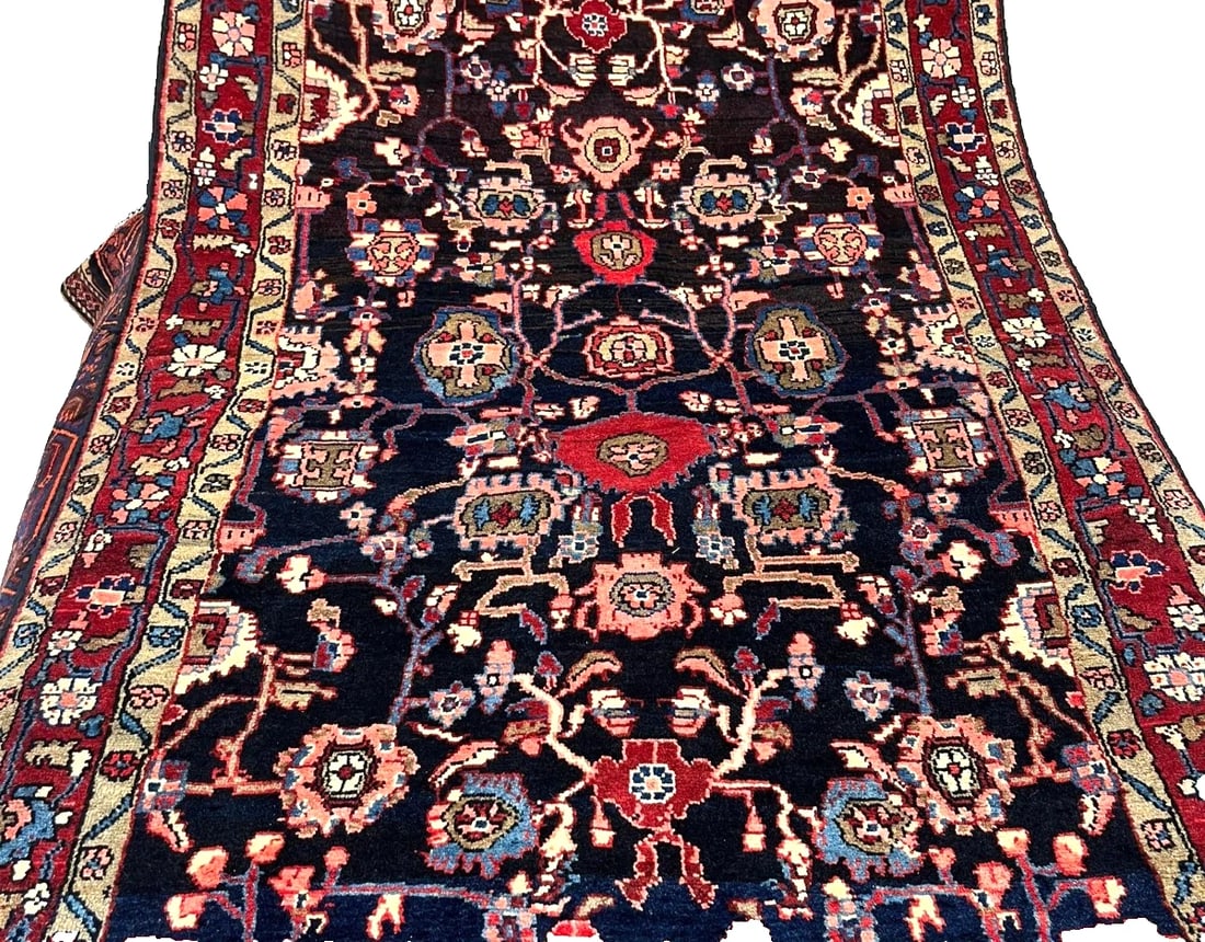 Hand Knotted Persian Tribal Wool Navy Nannaj Oriental Rug 4'6" x 7'10" - 6