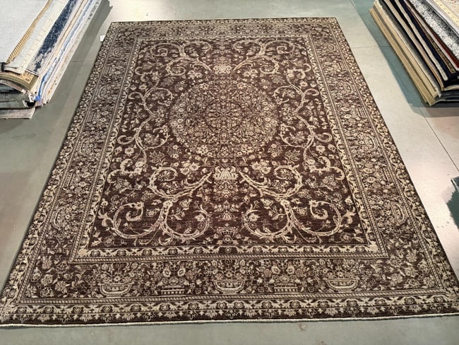 Exquisite Chobi Rug 8x10.1: Title:Exquisite Chobi Rug 8x10.1 Description:8x10.1 Magnificent Hand Knotted Antique Reproduction Chobi Rug , Hand Spun and Vegge Dye 100% wool pile in muted antique charcoal black Sage colors Hand