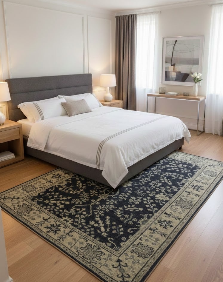 Charcoal Transitional Floral 5X7 Oriental Rug - 2