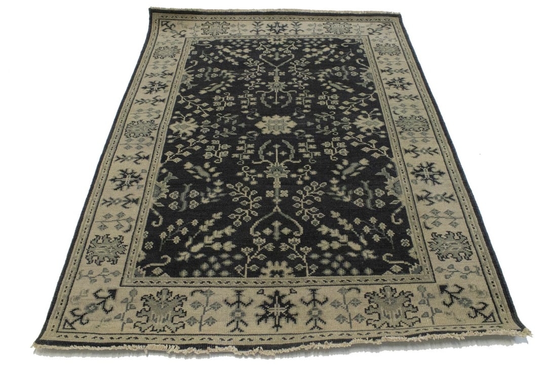 Charcoal Transitional Floral 5X7 Oriental Rug - 3