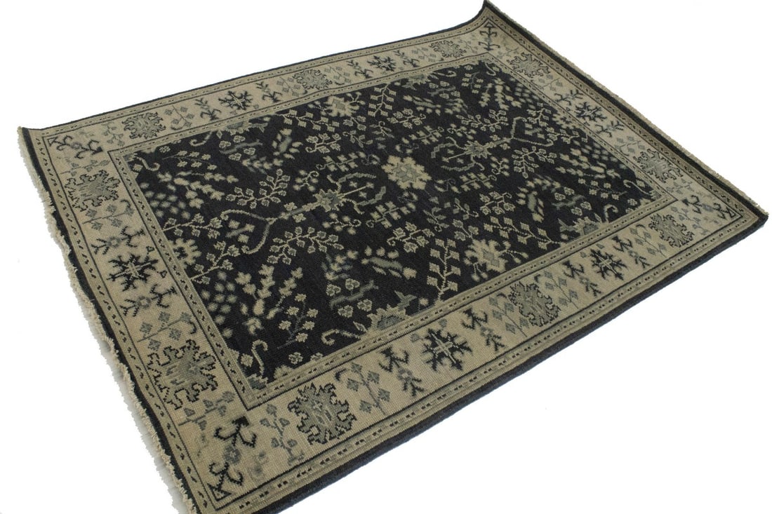 Charcoal Transitional Floral 5X7 Oriental Rug - 4