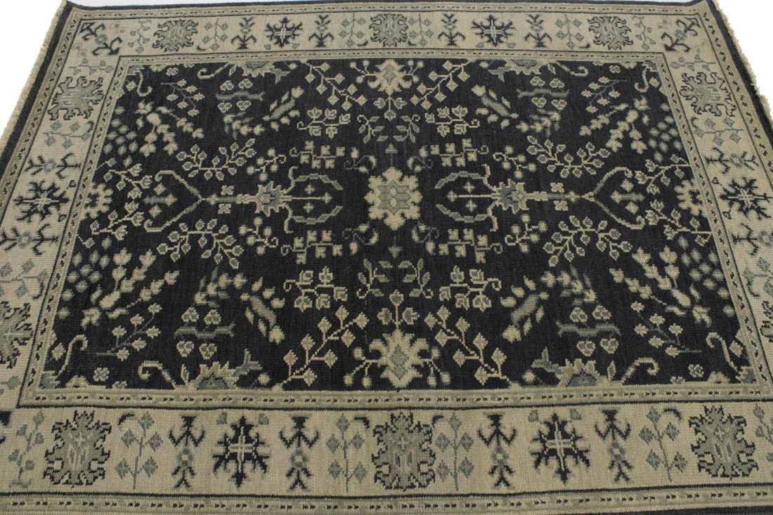 Charcoal Transitional Floral 5X7 Oriental Rug - 7