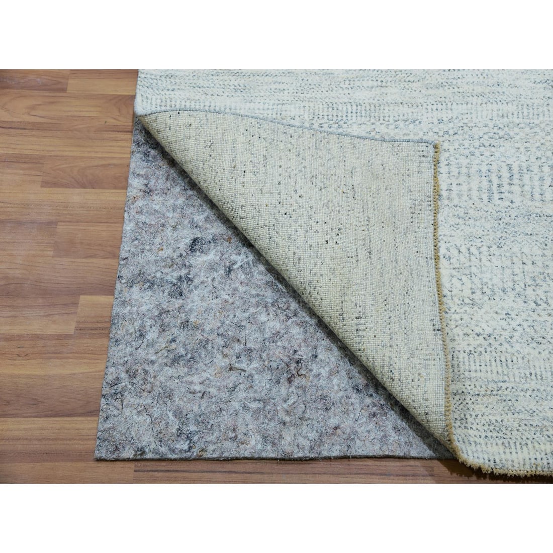 Silver Satin Gray Hand Knotted Modern Grass Wool Runner Oriental Rug - 3