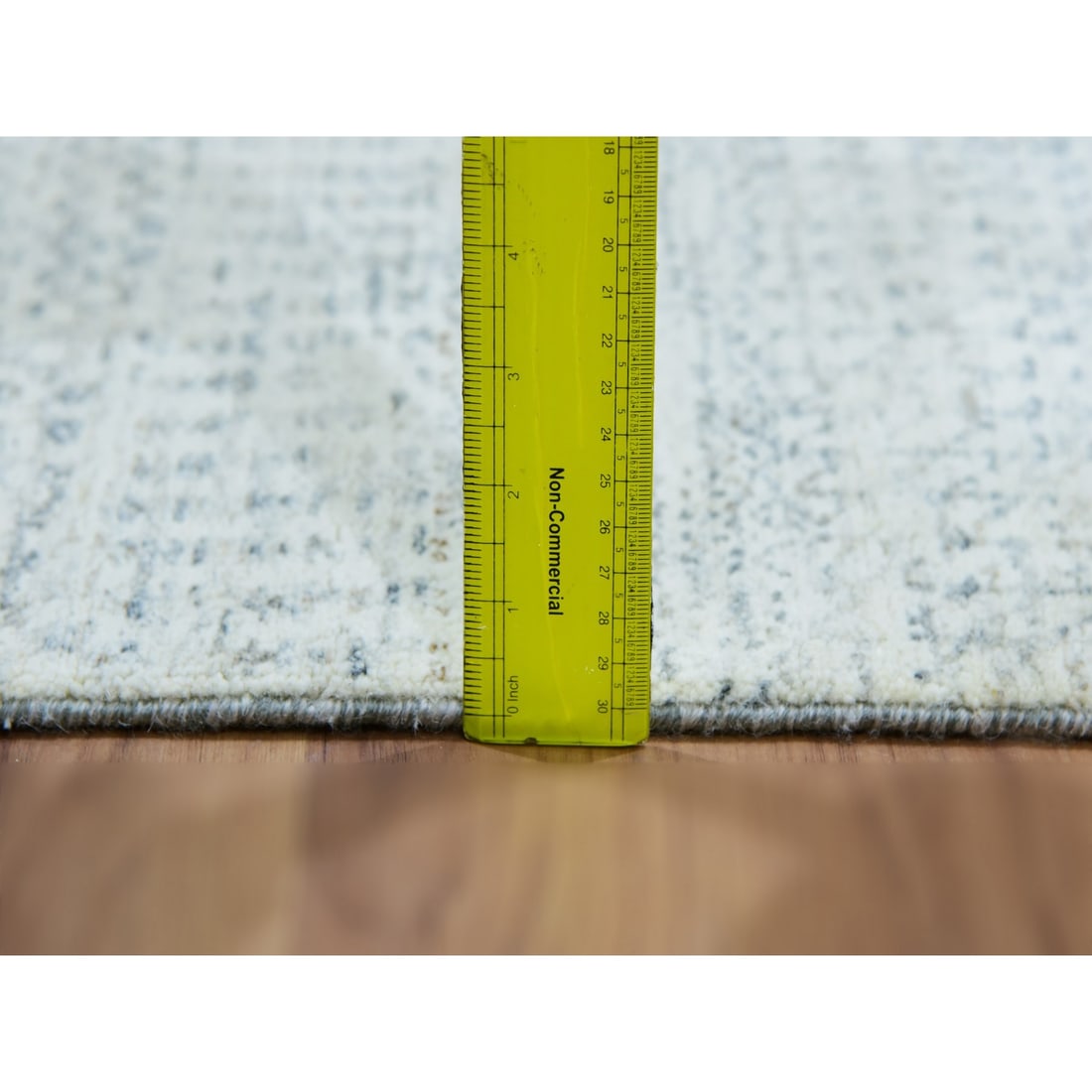 Silver Satin Gray Hand Knotted Modern Grass Wool Runner Oriental Rug - 5