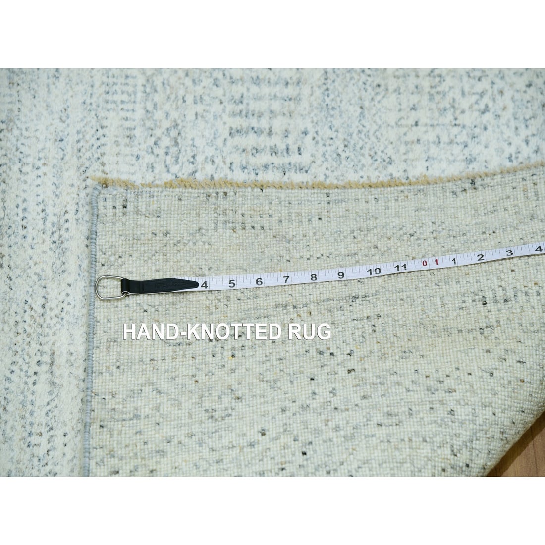 Silver Satin Gray Hand Knotted Modern Grass Wool Runner Oriental Rug - 6