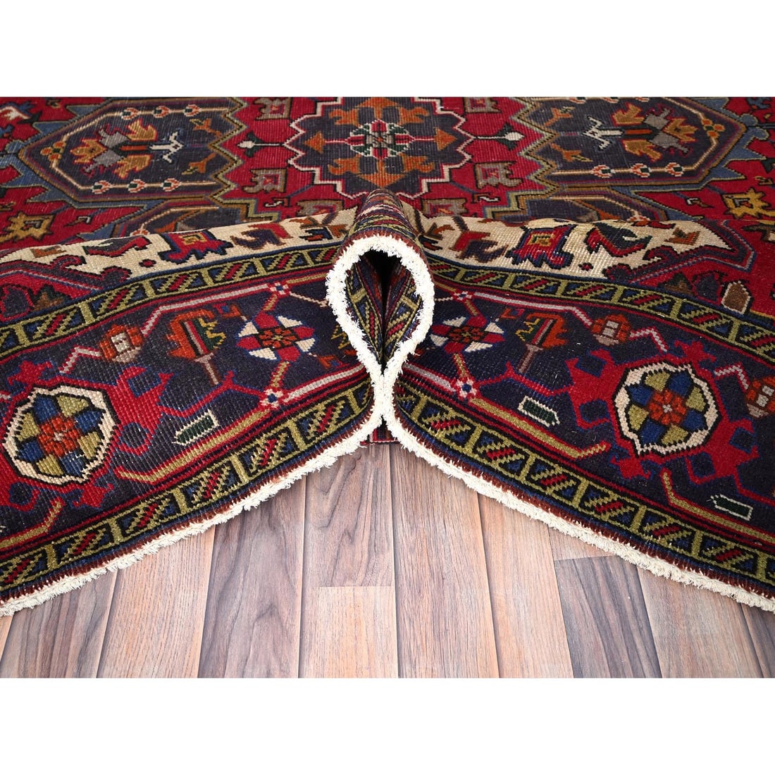 Cranberry Zing Red Zoroastrian Cleaned and Secured Oriental Wool Rug - 5