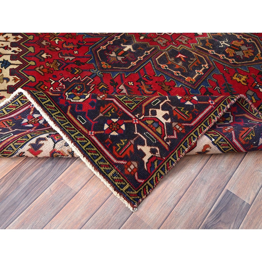 Cranberry Zing Red Zoroastrian Cleaned and Secured Oriental Wool Rug - 6