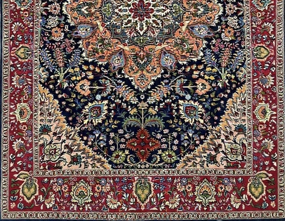 Hand Knotted Persian Tabriz Wool Navy Oriental Area Rug 6'7" x 9'3" - 7