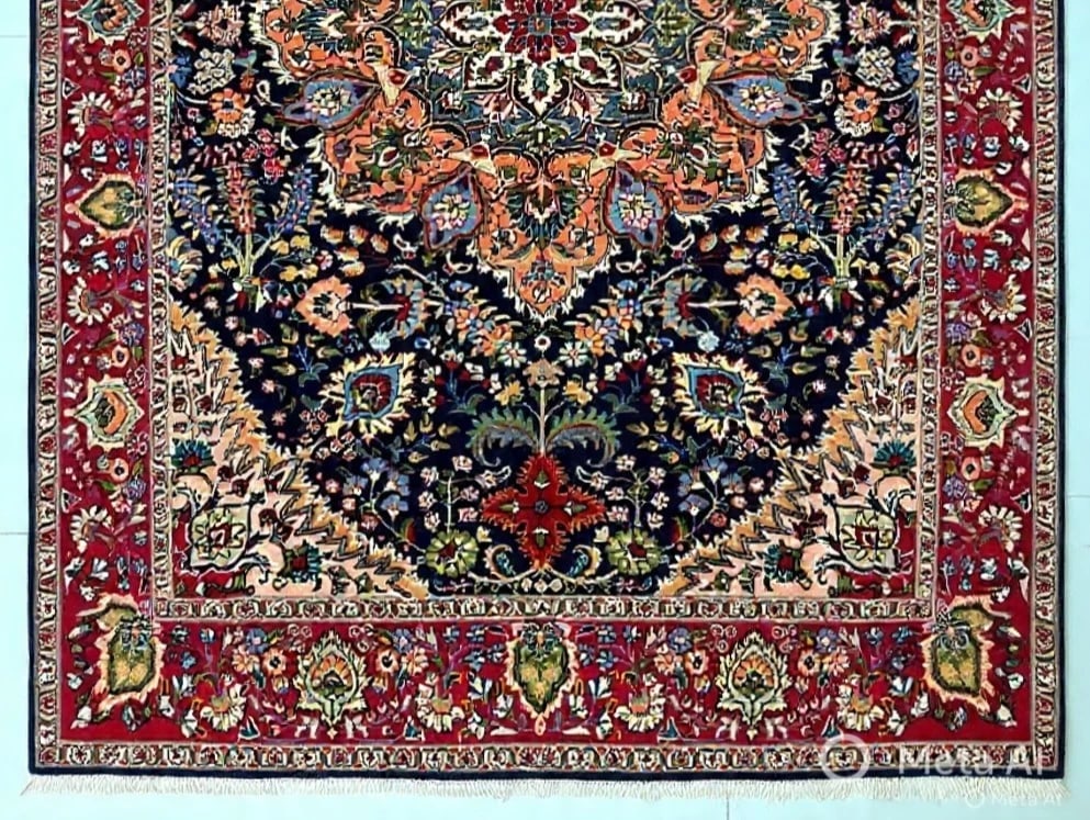Hand Knotted Persian Tabriz Wool Navy Oriental Area Rug 6'7" x 9'3" - 8