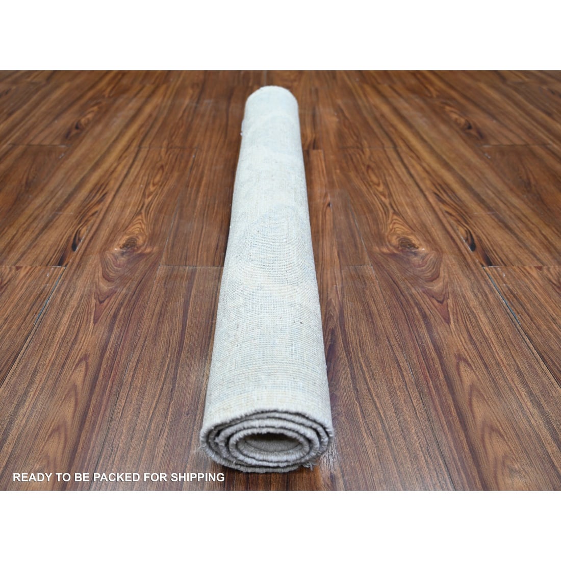 Vivid White Wool Washed Out Peshawar Hand Knotted Oriental Rug - 4