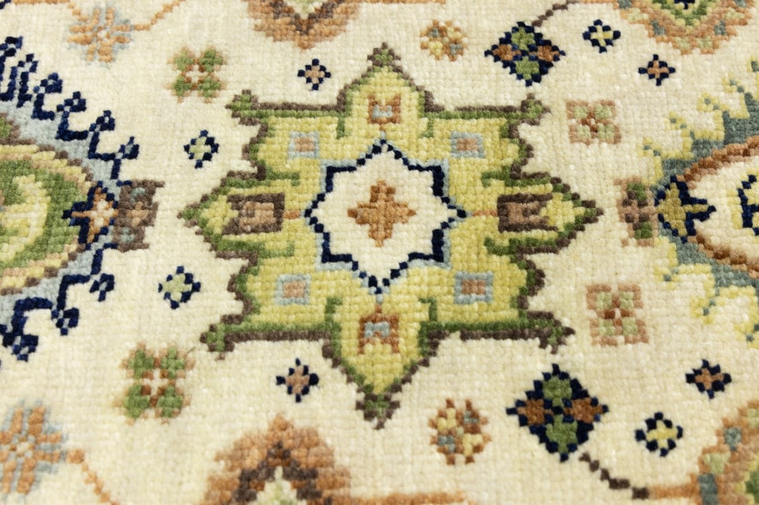 Cream & Rust Tribal Geometric 3X10 Indo-Karajeh Oriental Runner Rug - 13
