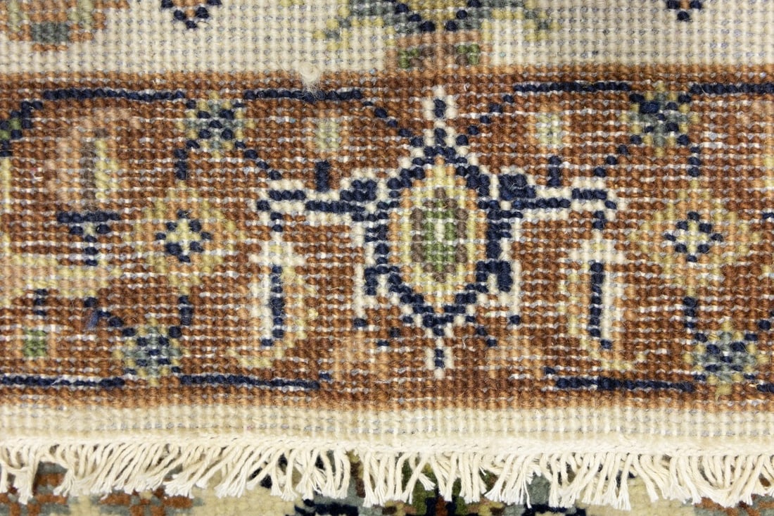 Cream & Rust Tribal Geometric 3X10 Indo-Karajeh Oriental Runner Rug - 17