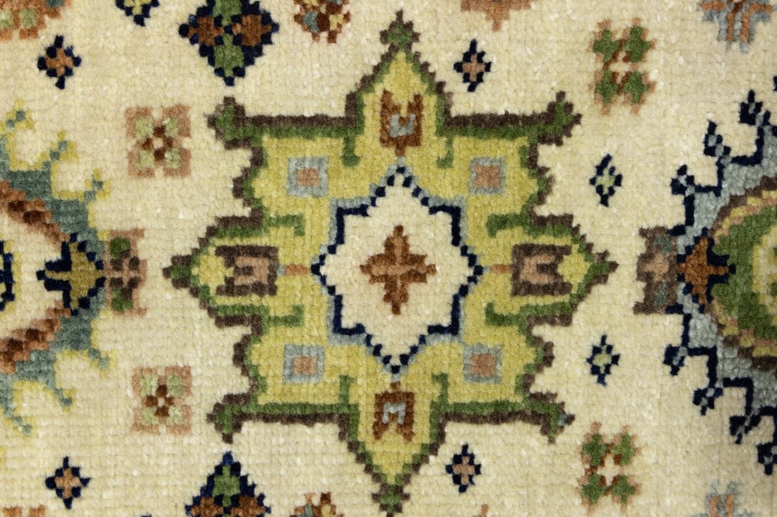 Cream & Rust Tribal Geometric 3X10 Indo-Karajeh Oriental Runner Rug - 9