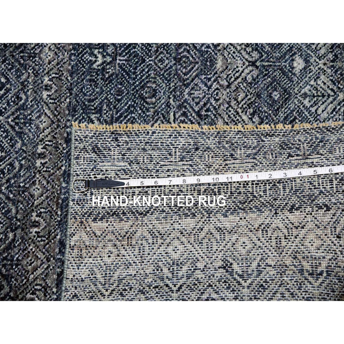 Network Gray Soft Shiny Wool Hand Knotted Kohinoor Herat Oversized Rug - 11