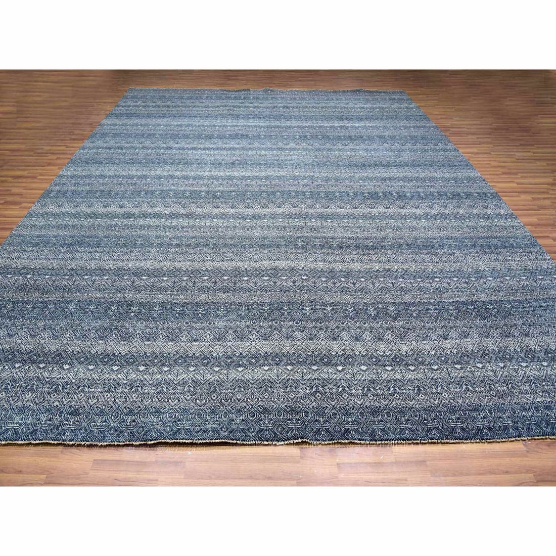 Network Gray Soft Shiny Wool Hand Knotted Kohinoor Herat Oversized Rug - 2